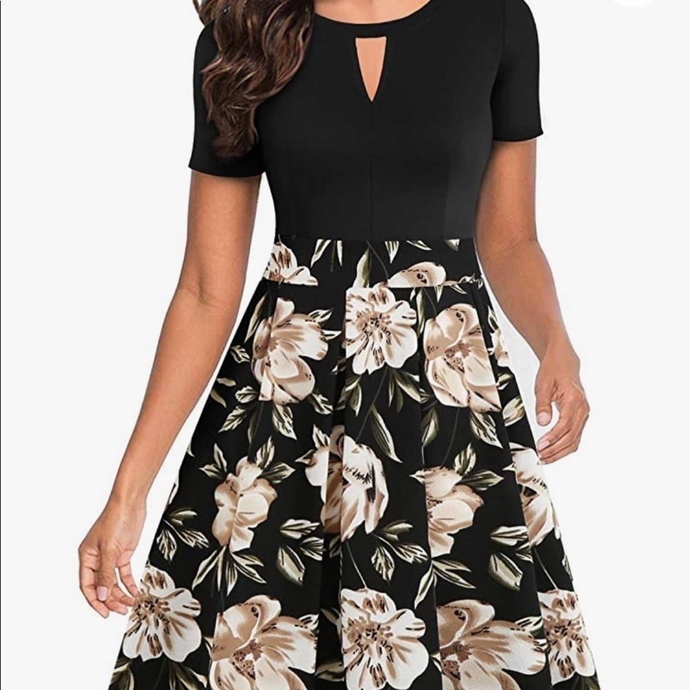 YATHON Women's Vintage Floral Flared A-Line Swing Dress | Size XL